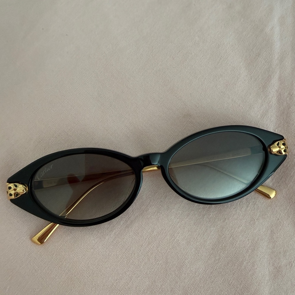 Cartier Black Cat-Eye Sunglasses with Gold Details